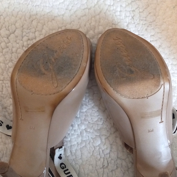 Guess Tan Peep Toe Heels w/ Bow Straps, Size 8 - Picture 5 of 9